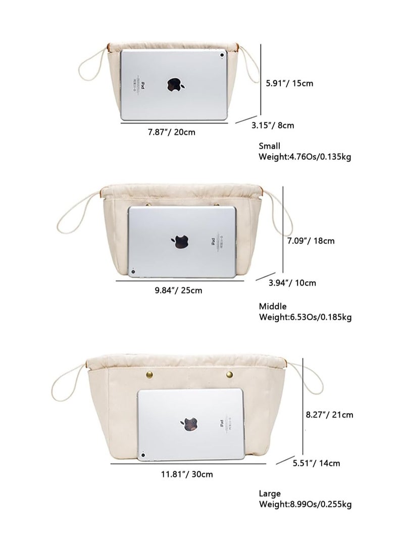Canvas Handbag Organizer Insert Easy Handbag organizer with Zipper Inside Bag Divider Tote Shaper Tote Bag in Bag Inside Purse Organizer Organizers Sturdy Purse Insert Organizer Bag in Bag (M)