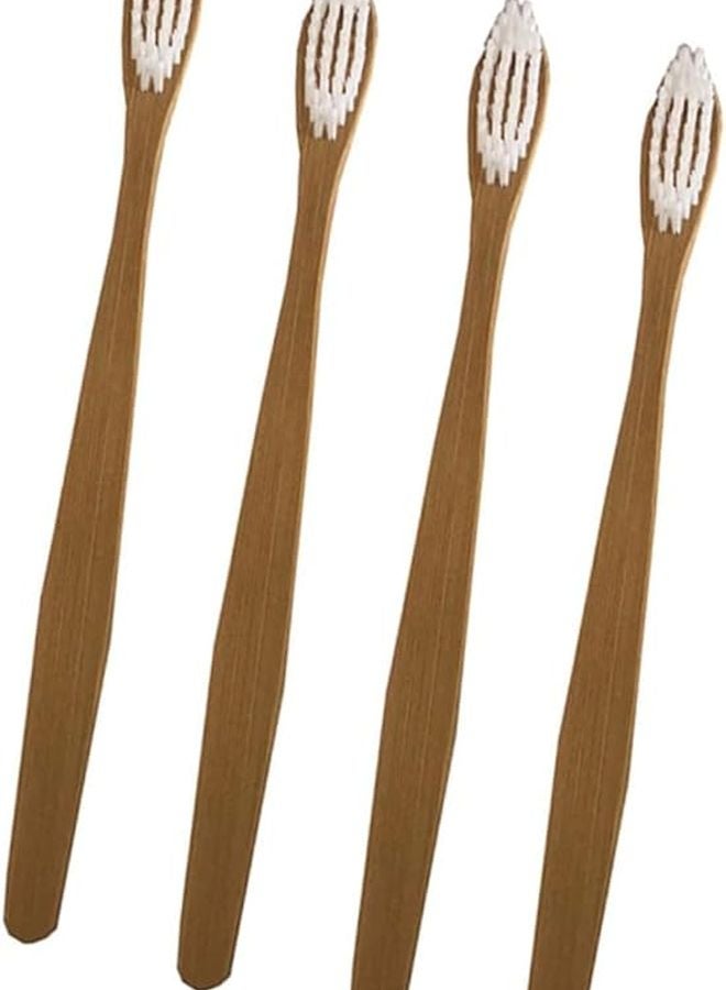 فرشاة أسنان من الخيزران الأبيض 4 قطع مقبض مريح موصى بها من أطباء الأسنان للسفر والمنزل والجامعة - Image 2