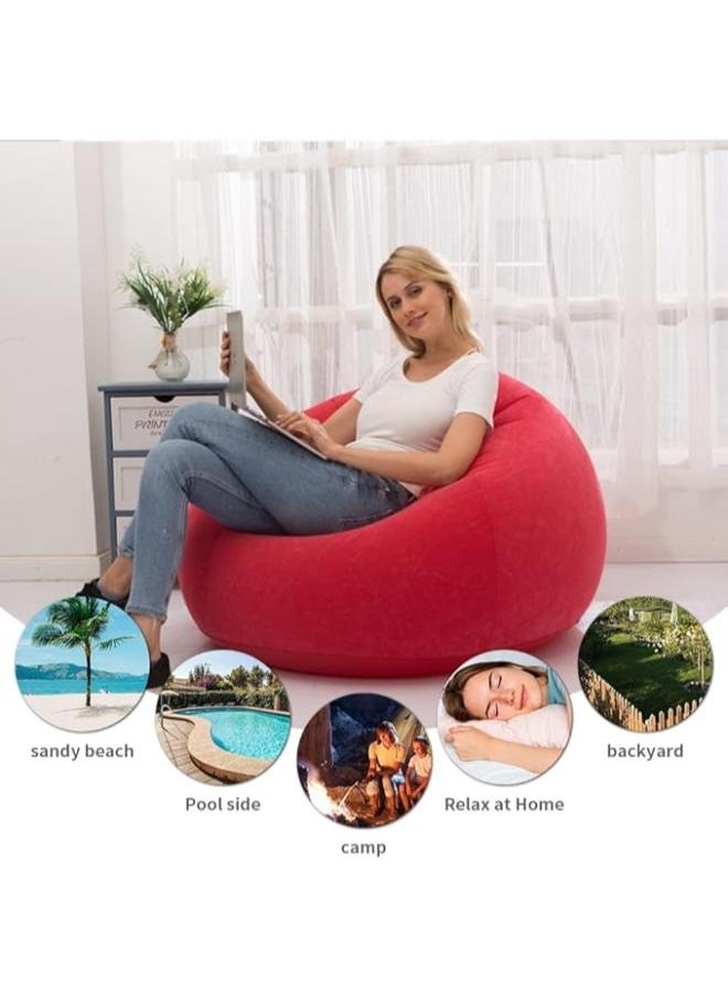 Executive LLC - Inflatable Sofa with Air Pump, Foldable Lounge Chair, Single Person Plush Sofa, Inflatable Outdoor indoor(Red) - Image 1