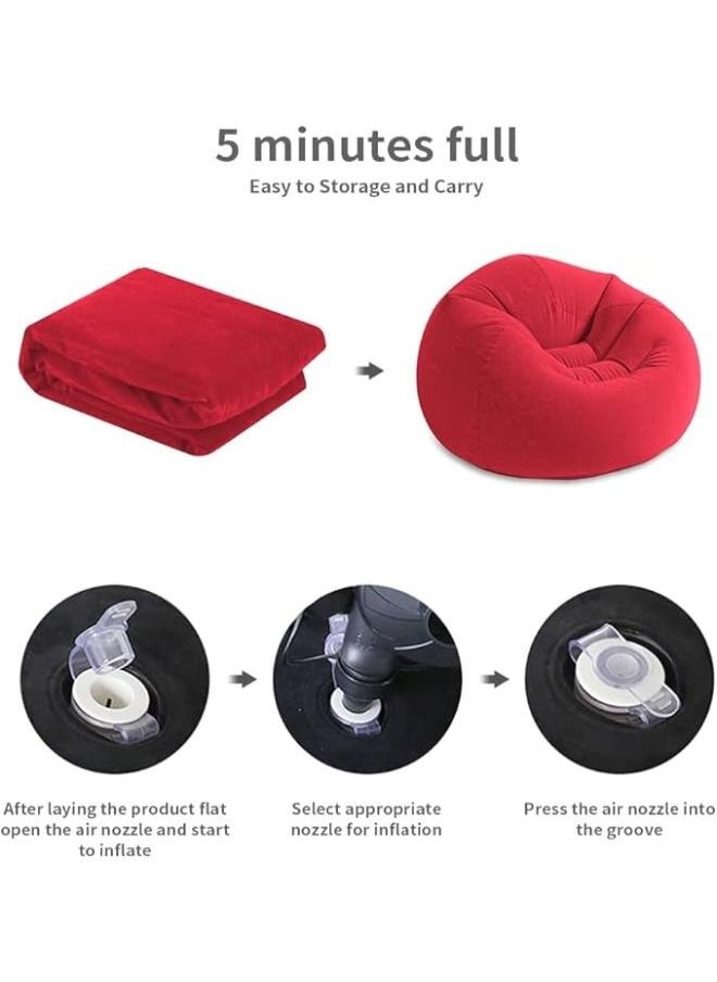 Executive LLC - Inflatable Sofa with Air Pump, Foldable Lounge Chair, Single Person Plush Sofa, Inflatable Outdoor indoor(Red) - Image 1