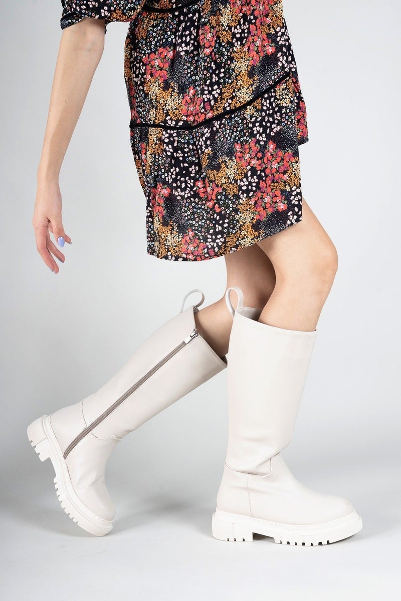 Riccon Beige Skin Women's Boots 0012360  - Image 4