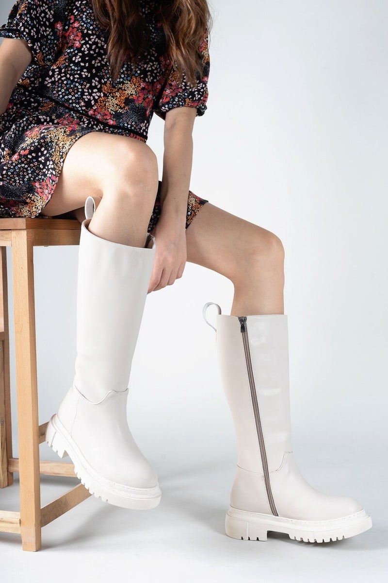 Riccon Beige Skin Women's Boots 0012360  - Image 1