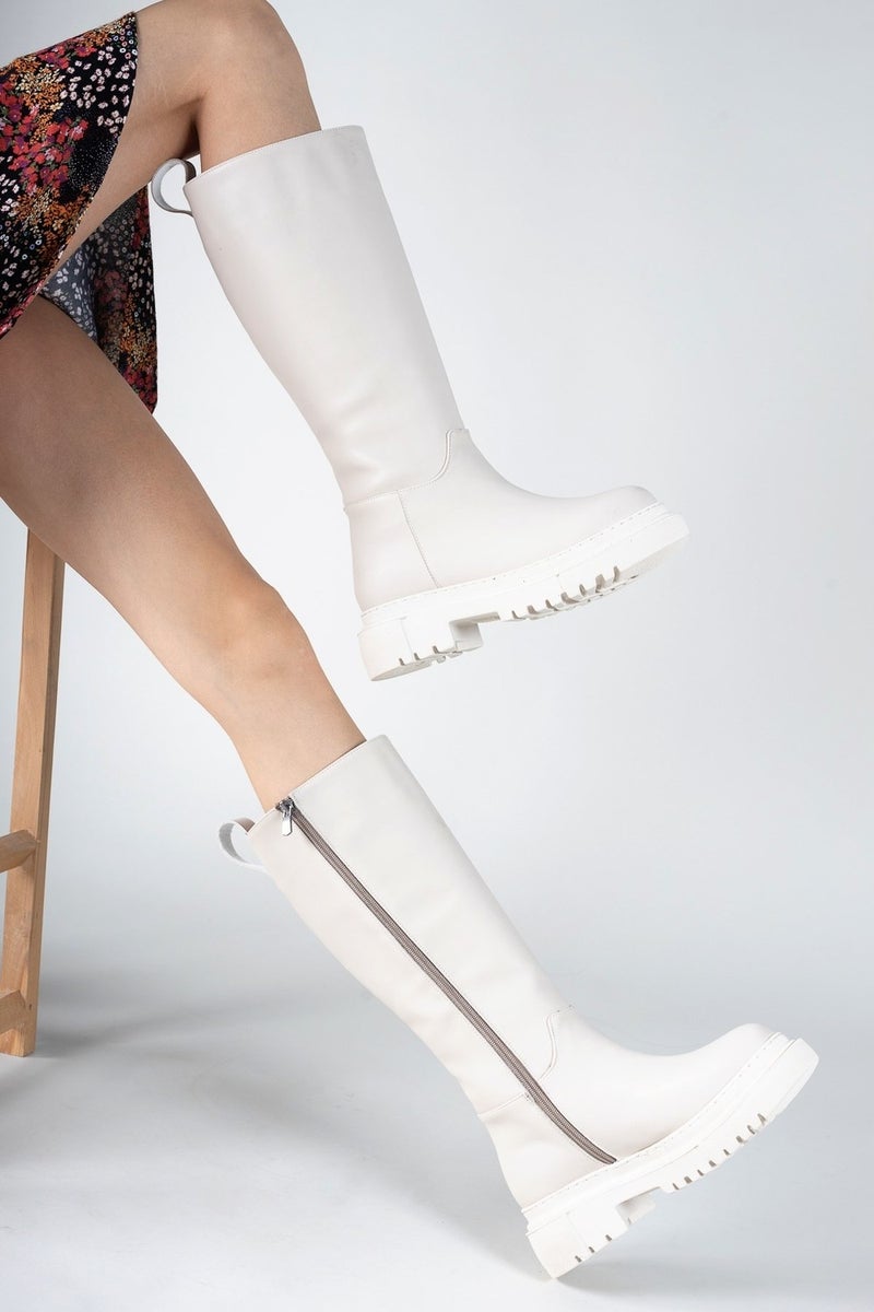 Riccon Beige Skin Women's Boots 0012360  - Image 3