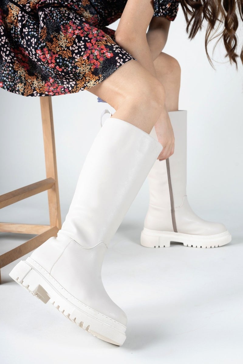 Riccon Beige Skin Women's Boots 0012360  - Image 2