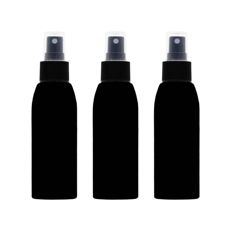 Artistic 3 Pack Plastic Spray Bottle 120ml Black Color Medium Mist Bottle Healthy Empty Refillable Cosmetic Travel Refillable