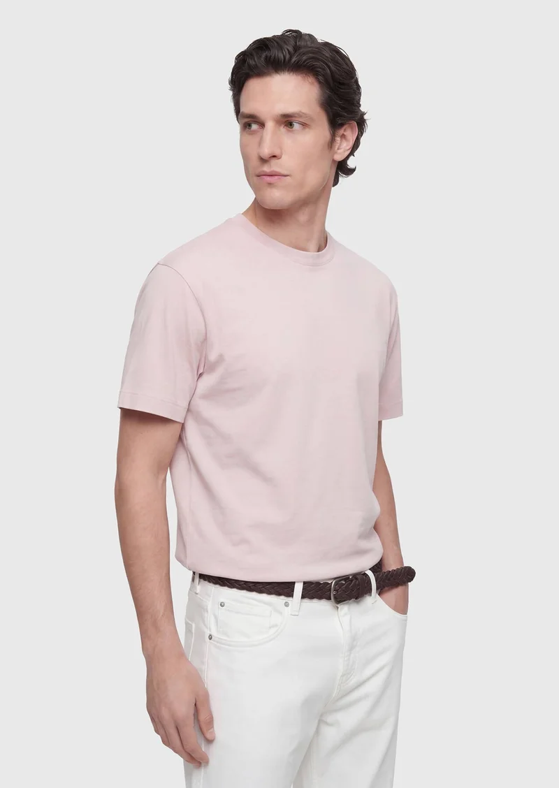RAMSEY Pink Plain Crew Neck 100% Cotton T-Shirt