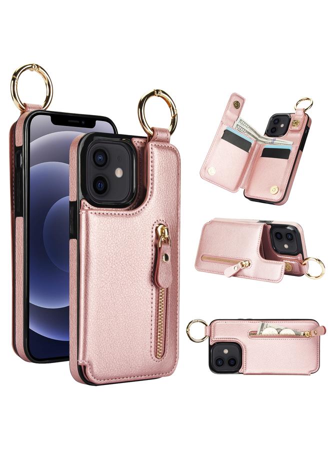 Zaboon Case For iPhone 12 mini Litchi Texture Zipper Double Buckle Card Bag Phone Case - Image 1