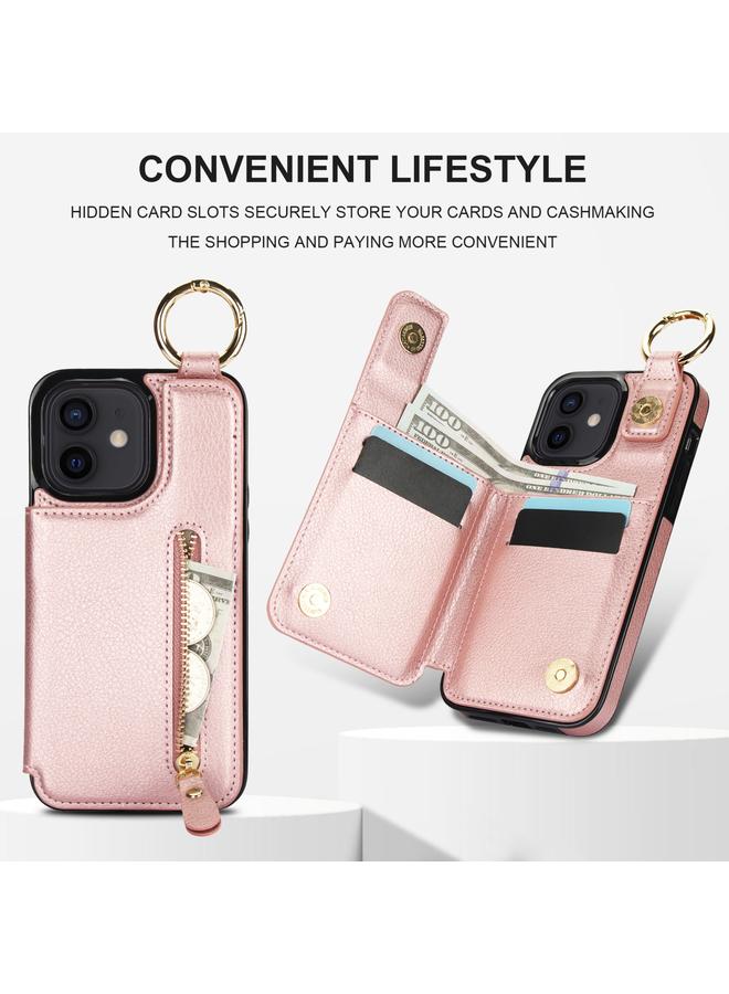 Zaboon Case For iPhone 12 mini Litchi Texture Zipper Double Buckle Card Bag Phone Case - Image 5