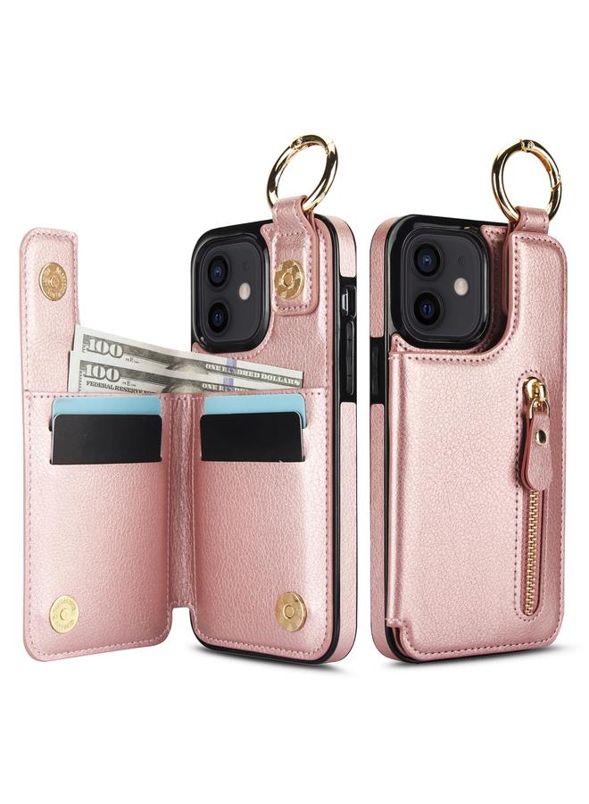 Zaboon Case For iPhone 12 mini Litchi Texture Zipper Double Buckle Card Bag Phone Case - Image 2