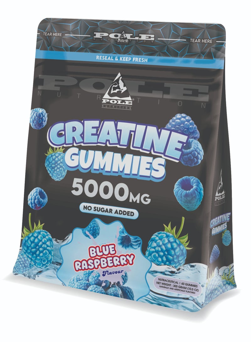 POLE NUTRITION Creatine Gummies 5000mg - Muscle Strength & Performance (Blue Raspberry) - Image 1