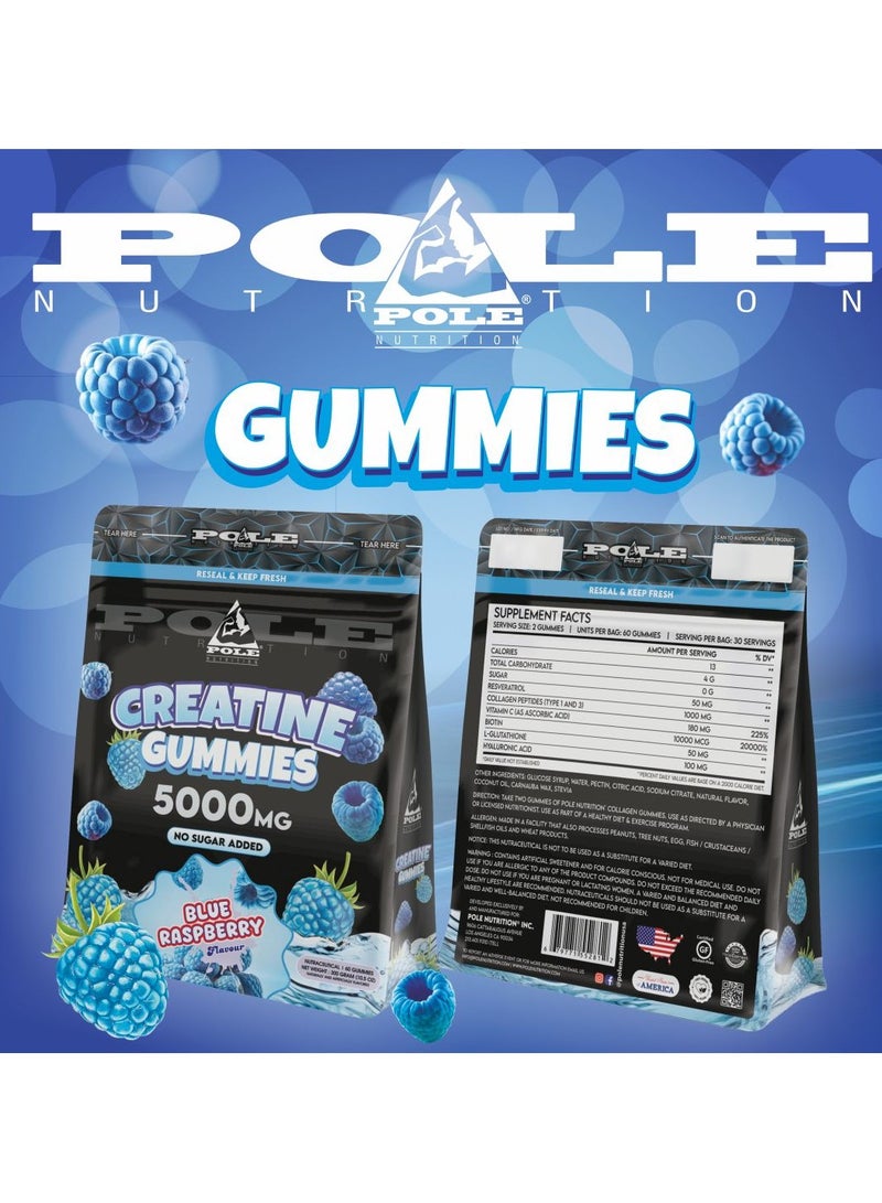 POLE NUTRITION Creatine Gummies 5000mg - Muscle Strength & Performance (Blue Raspberry) - Image 4