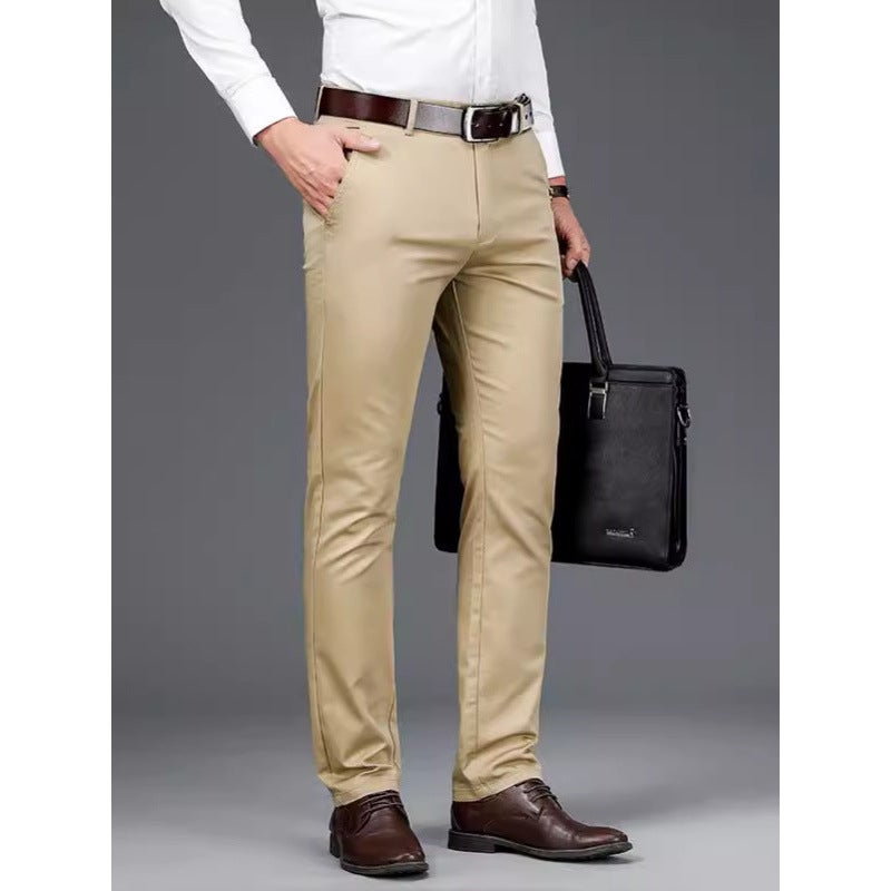 Comfortable Straight-Leg Slim-Fit Formal Dress Pants for Men, Trendy Brand Youth Pants, Fashionable Zipper Men's Business Casual Pants - Image 4