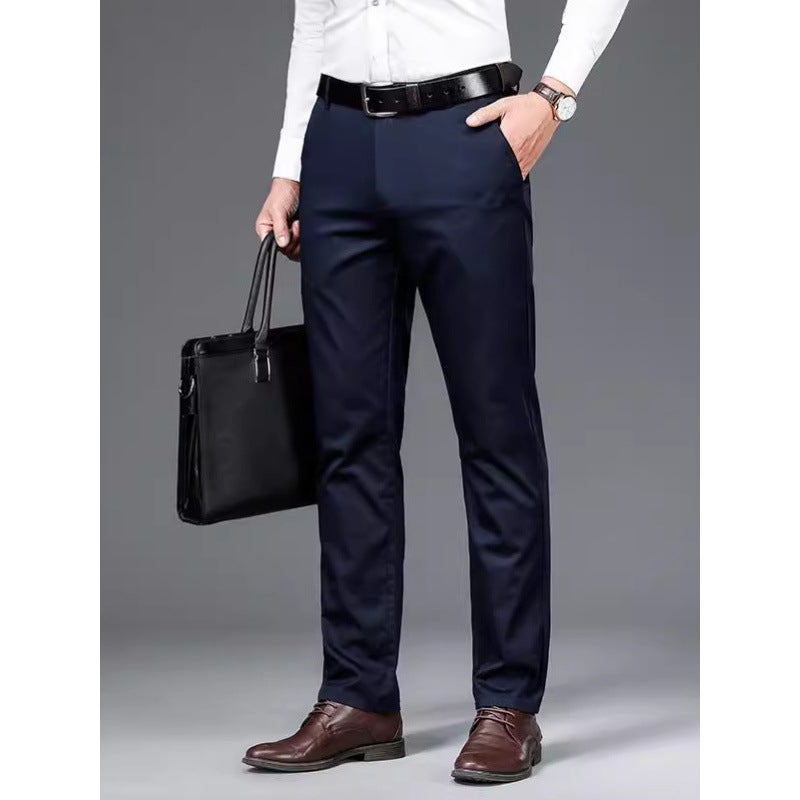 Comfortable Straight-Leg Slim-Fit Formal Dress Pants for Men, Trendy Brand Youth Pants, Fashionable Zipper Men's Business Casual Pants - Image 2