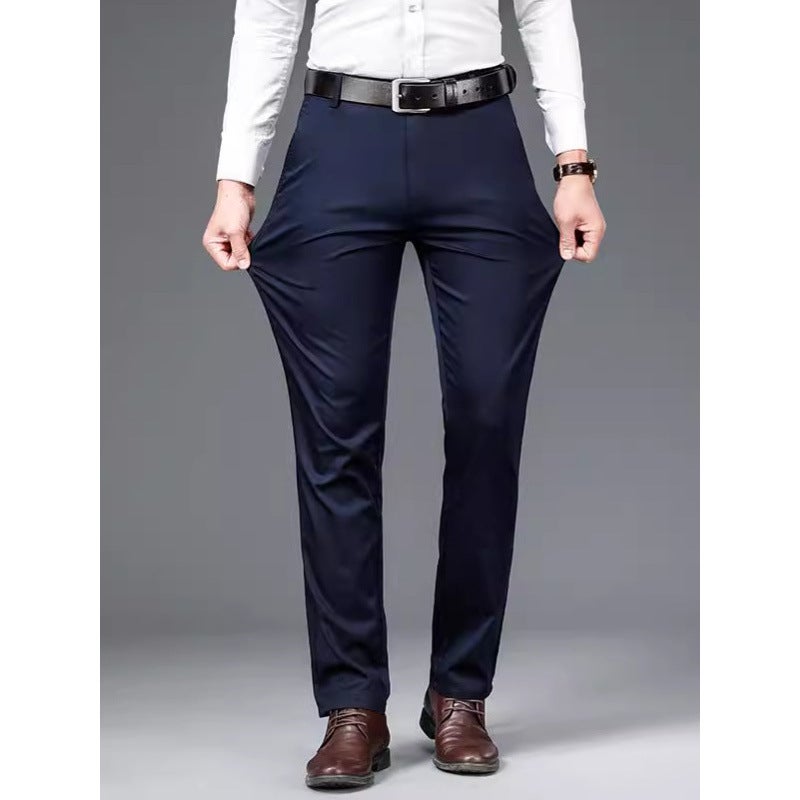 Comfortable Straight-Leg Slim-Fit Formal Dress Pants for Men, Trendy Brand Youth Pants, Fashionable Zipper Men's Business Casual Pants - Image 3