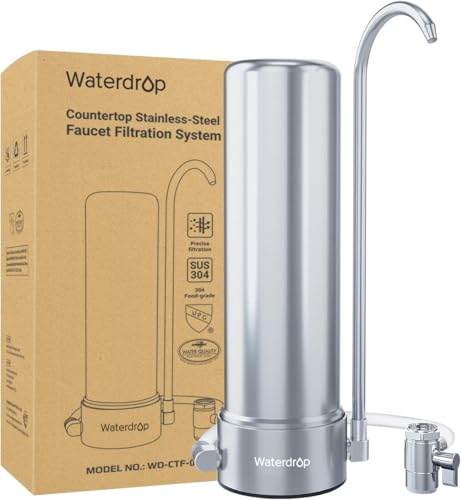 Waterdrop Water Filter for Sink Faucet, NSF/ANSI 42 Certified Countertop Water Filter System, 5-Stage Stainless Steel Faucet, 8000 Gallons, Reduces Heavy Metals and 99% Chlorine, WD-CTF-01(1 Filter) - Image 1