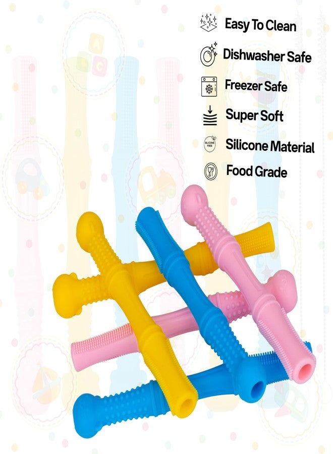 عضاضة سيليكون للأطفال من ميريوكس، مناسبة للأطفال من عمر 3 أشهر فما فوق، لعبة أنبوبية ناعمة للتسنين خالية من مادة BPA، مهدئة للثة للأطفال حديثي الولادة، ألعاب تسنين آمنة للأطفال من عمر 3-6 أشهر و6-12 شهرًا، عصا عضاضة ناعمة قابلة للمضغ - Image 5