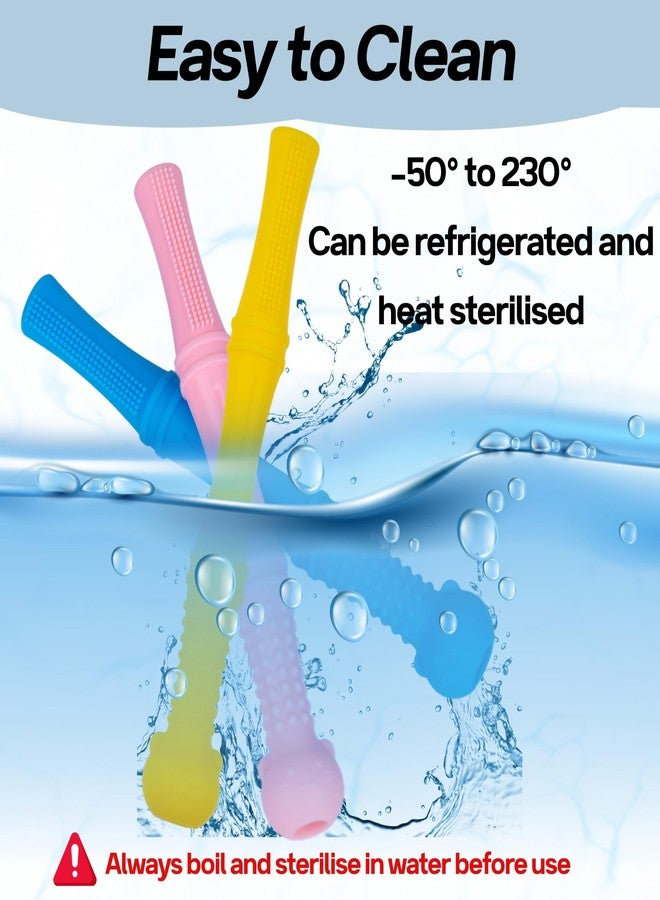 عضاضة سيليكون للأطفال من ميريوكس، مناسبة للأطفال من عمر 3 أشهر فما فوق، لعبة أنبوبية ناعمة للتسنين خالية من مادة BPA، مهدئة للثة للأطفال حديثي الولادة، ألعاب تسنين آمنة للأطفال من عمر 3-6 أشهر و6-12 شهرًا، عصا عضاضة ناعمة قابلة للمضغ - Image 4