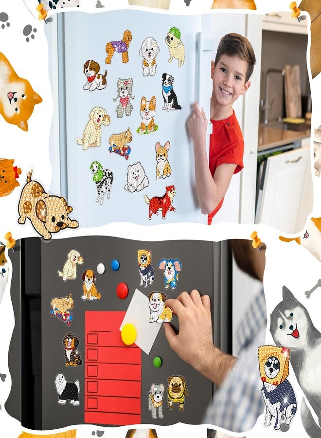 Remuuly 30 Pcs Animal Diamond Painting Magnets Dog Diamond Art Magnets Kits for Adults Cute Animal 5D Rhinestones Refrigerator Magnetic Stickers Dog Fridge Sticker for Fridge DIY Crafts Gifts - Image 2