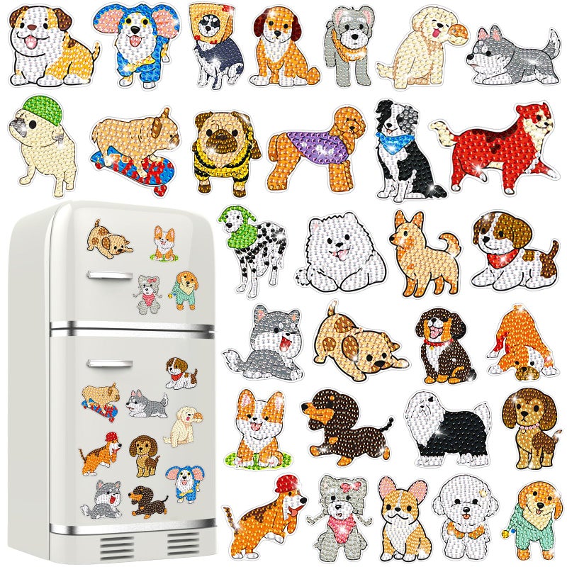 Remuuly 30 Pcs Animal Diamond Painting Magnets Dog Diamond Art Magnets Kits for Adults Cute Animal 5D Rhinestones Refrigerator Magnetic Stickers Dog Fridge Sticker for Fridge DIY Crafts Gifts - Image 1