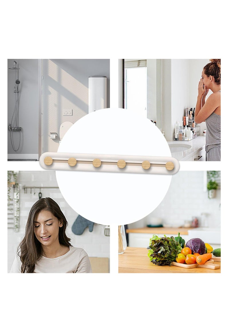 Household Hook Rack, 6 Sliding Hook Rack, Drilling Free Reusable Clothes Hat Bag Racks, Suitable for Bedroom, Bathroom, Kitchen Utensils, Garden, Office  - Image 5