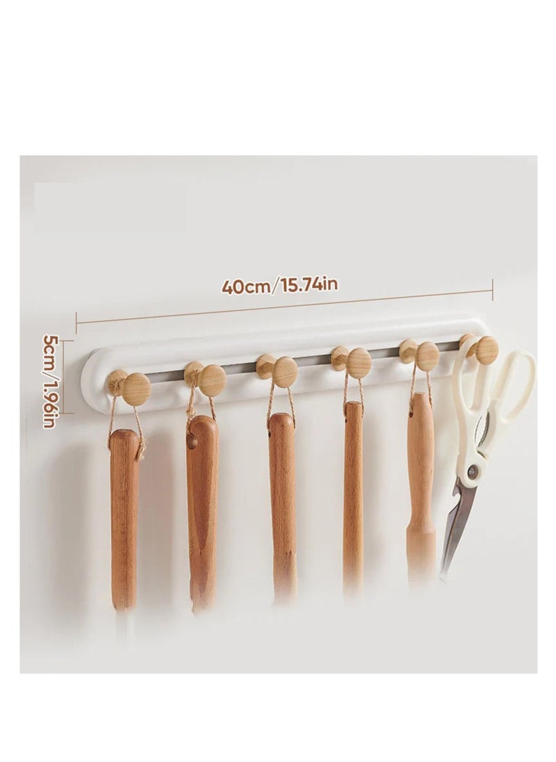 Household Hook Rack, 6 Sliding Hook Rack, Drilling Free Reusable Clothes Hat Bag Racks, Suitable for Bedroom, Bathroom, Kitchen Utensils, Garden, Office  - Image 2