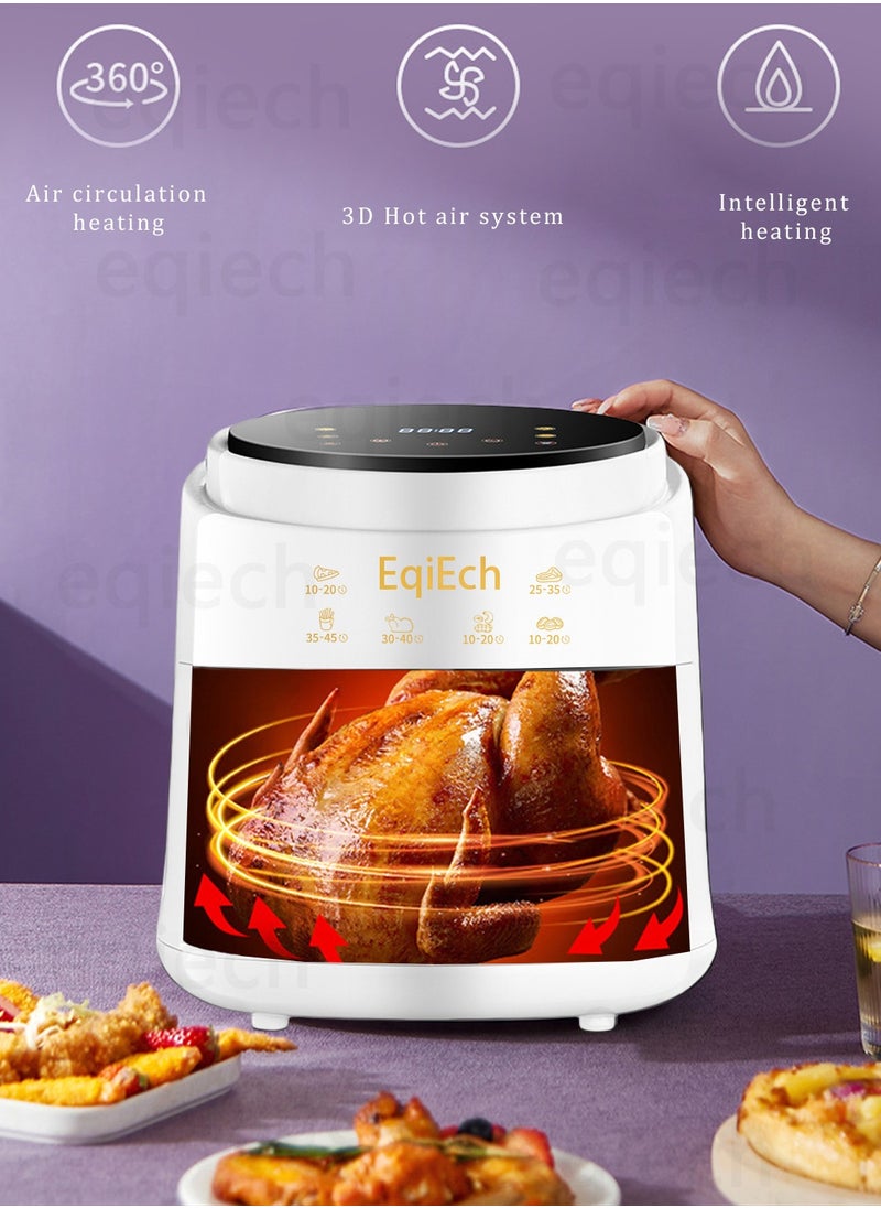 EqiEch - Air Fryer, 6L Large Capacity, Touch Screen Smart Air Fryer, Automatic Power-Off Function, Non-Stick Bottom, Nutritious And Low-Fat, Healthy Eating, White, 1500W - Image 1