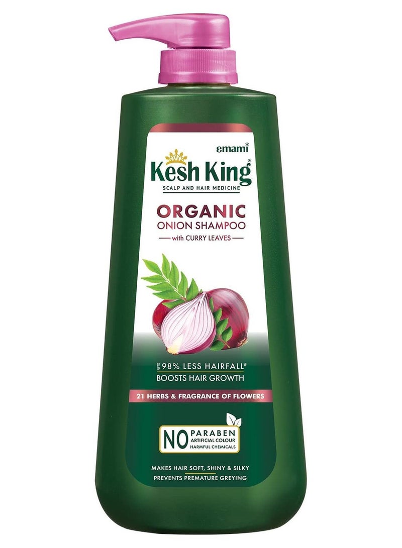 Kesh King Organic Onion Shampoo With Curry Leaves Reduces Hair Fall Upto 98%,Boosts Hair Growth&Keeps Hair Smooth Upto 48Hrs|Repairs Dry&Damaged Hair|Makes Hair Silky&Bouncy - 600Ml,625 Grams