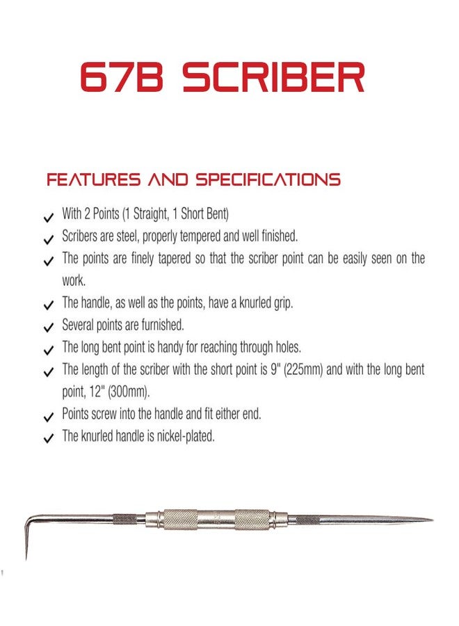 ستارريت قلم تخطيط مُحسّن من ستاريت بمقبض مُسنّن وخطوط دقيقة - فولاذ، بطول 9 بوصات، واحد مستقيم والآخر قصير - 67B - Image 2