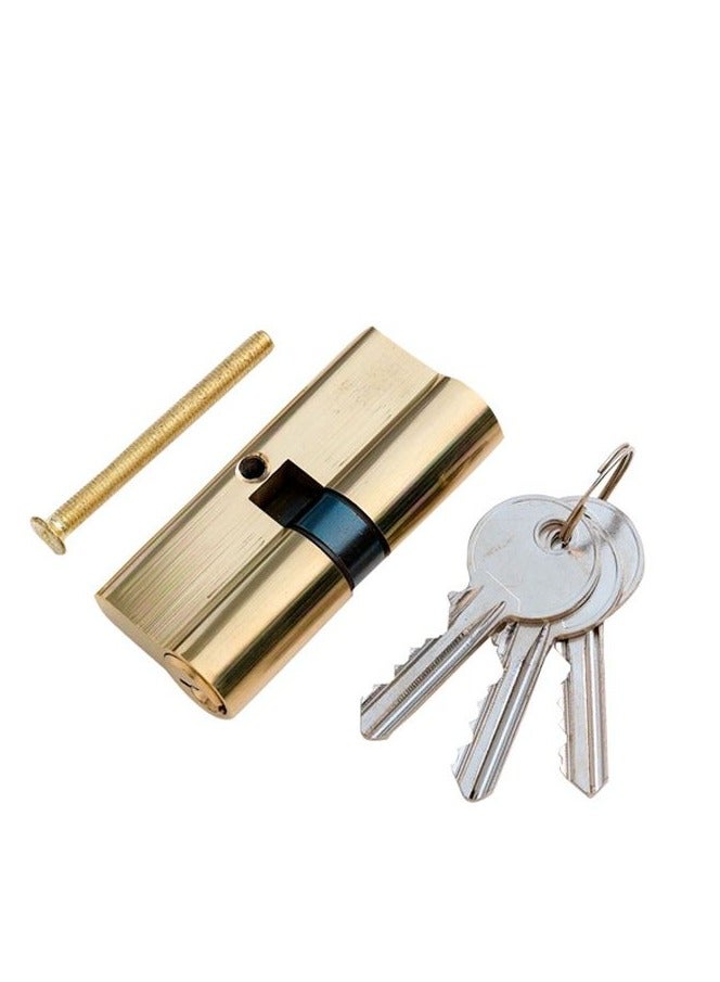 ASAS Door Lock Cylinder With 3-Pieces Keys 60mm Golden - Image 1