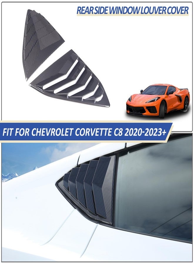 Daeiclru Rear Side Window Louver Cover Compatible with Chevrolet Corvette C8 Stingray 2020-2023, Rear Window Shutters Trim Cover, Air Vent Shades Cover Trim (Carbon Fiber Pattern) - Image 4