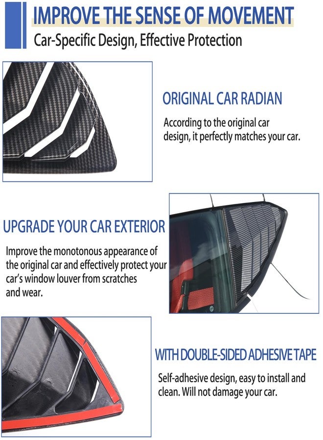 Daeiclru Rear Side Window Louver Cover Compatible with Chevrolet Corvette C8 Stingray 2020-2023, Rear Window Shutters Trim Cover, Air Vent Shades Cover Trim (Carbon Fiber Pattern) - Image 5