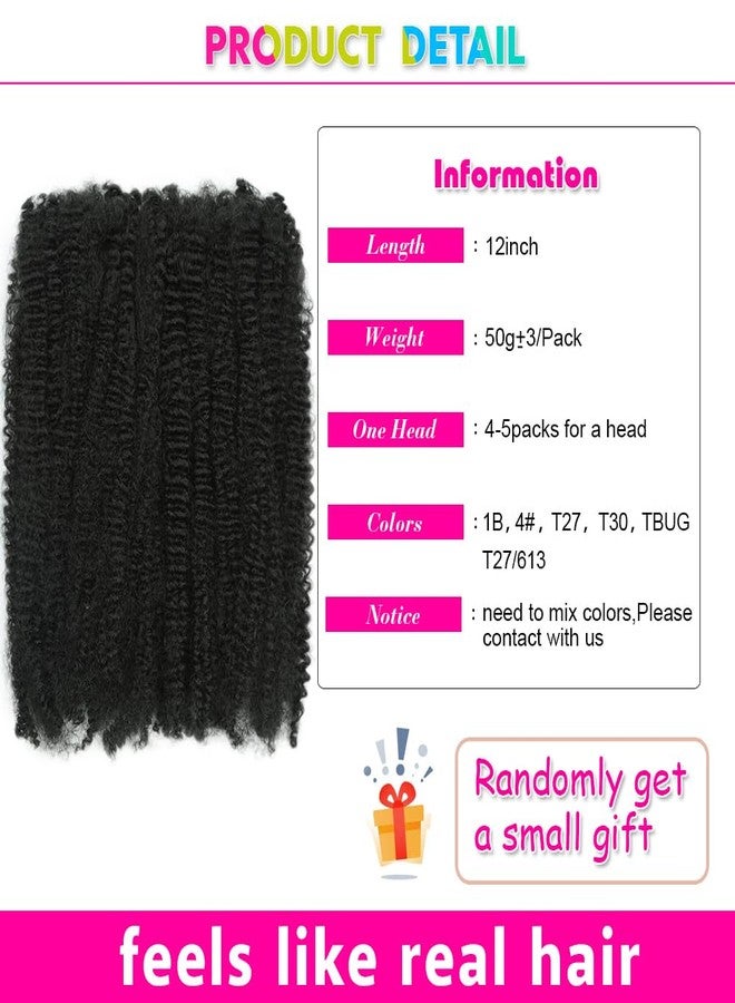 goodear Afro Kinkys Bulk Synthetic Hair 12 Inch 3 Pcs/Lot（150g）Natural Black Afro Kinky Bulk for Dreadlock Extensions Microloc Loc Repair Twists Mini Twist Hair Braiding Hair (1 B, 12inch) - Image 4