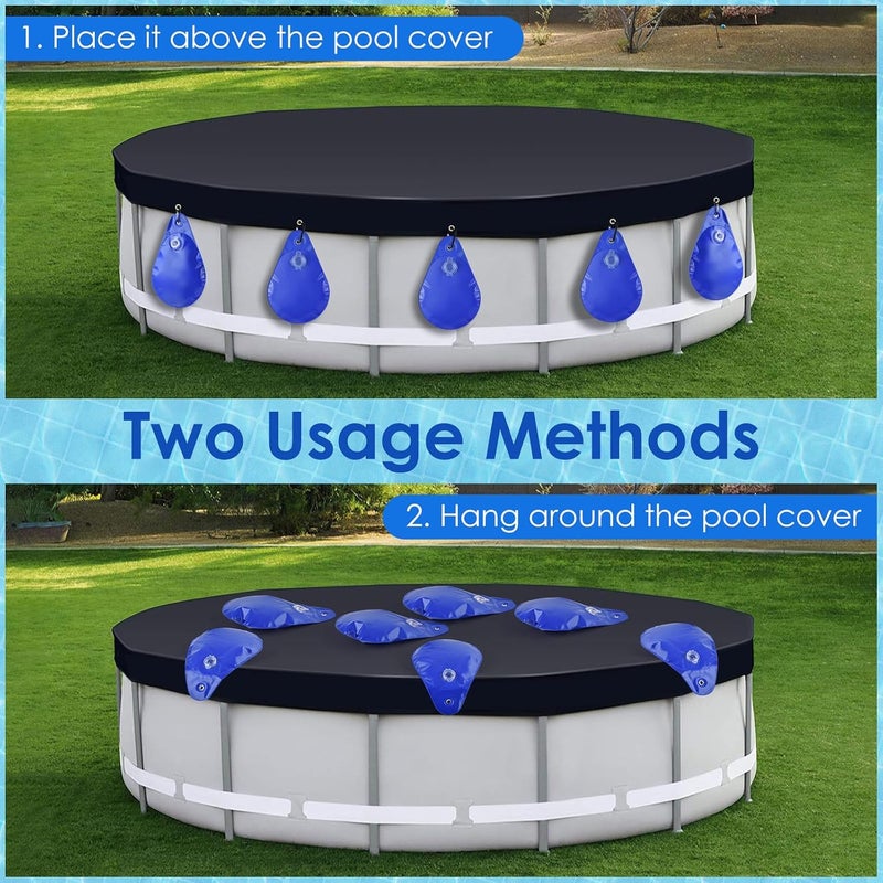 PACETAP 12 Pack Pool Cover Weights with Hooks, Thick PVC Leakproof Swimming Pool Cover Hanging Bags, Antifreezing Winter Tarp Weights Bag for Above Ground Pool Cover - Image 4
