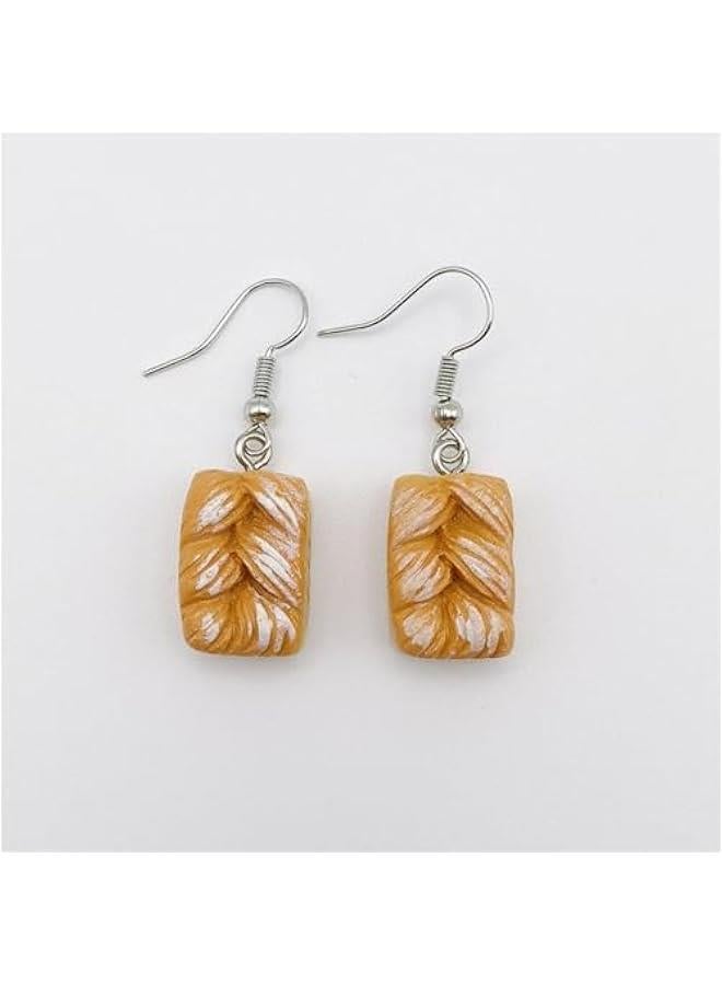 Handmade Toast Bread Cake French Baguette Croissant Cupcake Earrings for Women - Funny Cute Resin Lightweight Dangle Drop Jewelry Gift  - Image 2
