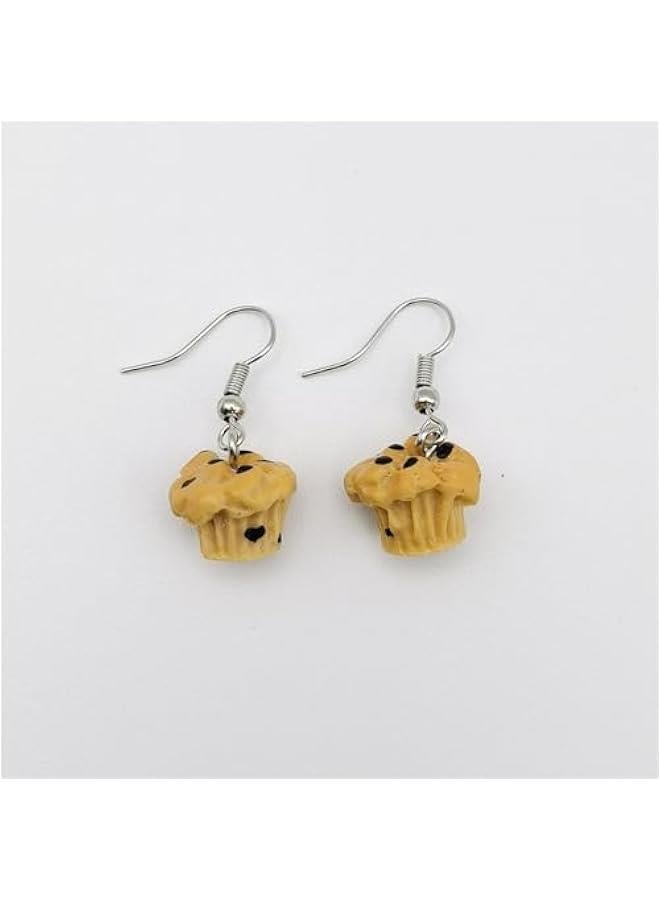 Handmade Toast Bread Cake French Baguette Croissant Cupcake Earrings for Women - Funny Cute Resin Lightweight Dangle Drop Jewelry Gift  - Image 4