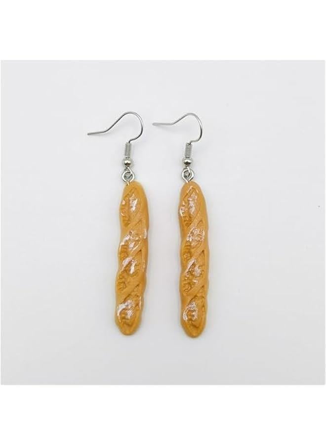 Handmade Toast Bread Cake French Baguette Croissant Cupcake Earrings for Women - Funny Cute Resin Lightweight Dangle Drop Jewelry Gift  - Image 5