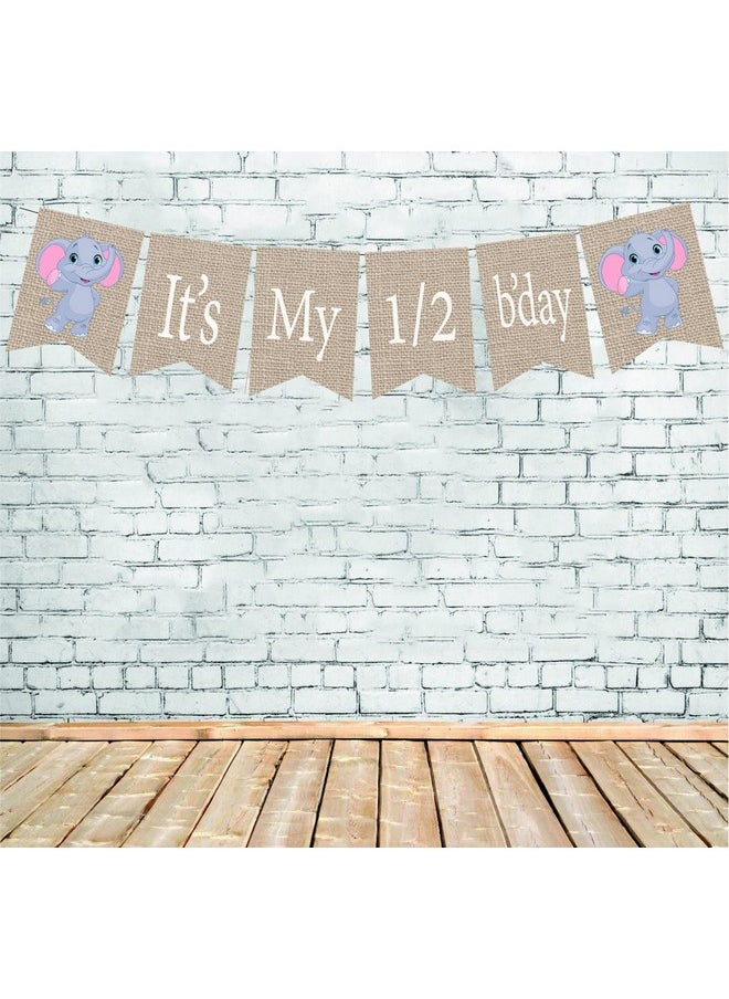 Funcart Funcart Jungle Animal Theme It's My Half Birthday Banner for Half Birthday Decoration/Half Birthday Decoration/6 Month/Half Way to One  - Image 1