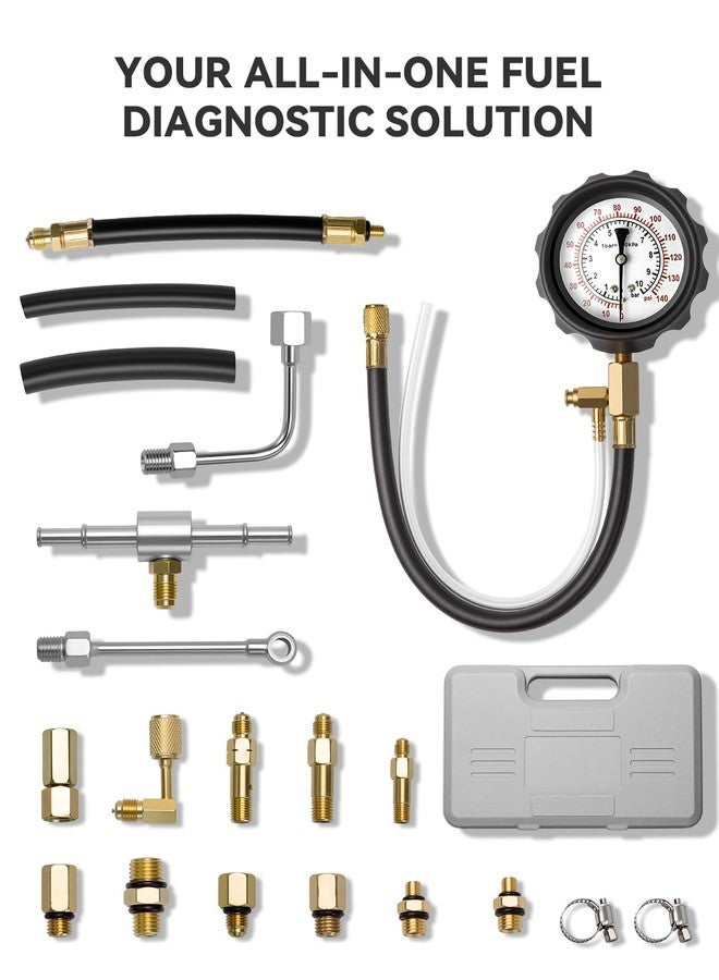 AUTOWN Fuel Pressure Tester Kit 0-140PSI with Adapters for Cars, Trucks, ATVs, Fuel Pump Injector, Fuel Pressure Gauge Diagnostic Tool - Image 2