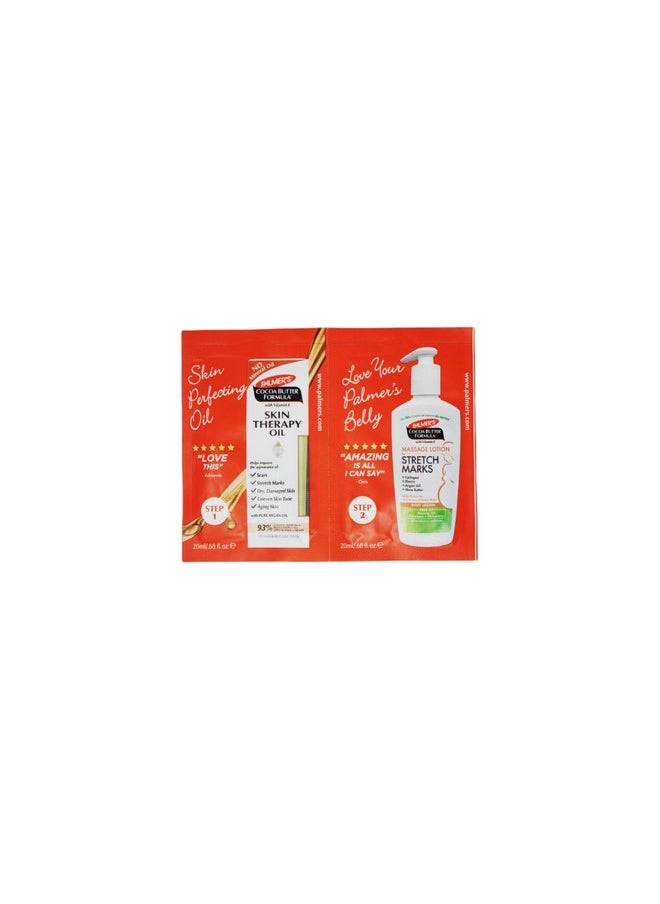 PALMER'S - Cocoa Butter Formula Skin Therapy Oil And Massage Lotion For Stretch Marks, Travel Pack, 0.68 Fl Oz, Intensive Hydration, Skin Elasticity, Pregnancy Safe, Paraben-Free, 20 Ct, W/Travel Pouch - Image 1