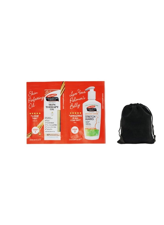 PALMER'S - Cocoa Butter Formula Skin Therapy Oil And Massage Lotion For Stretch Marks, Travel Pack, 0.68 Fl Oz, Intensive Hydration, Skin Elasticity, Pregnancy Safe, Paraben-Free, 20 Ct, W/Travel Pouch - Image 1