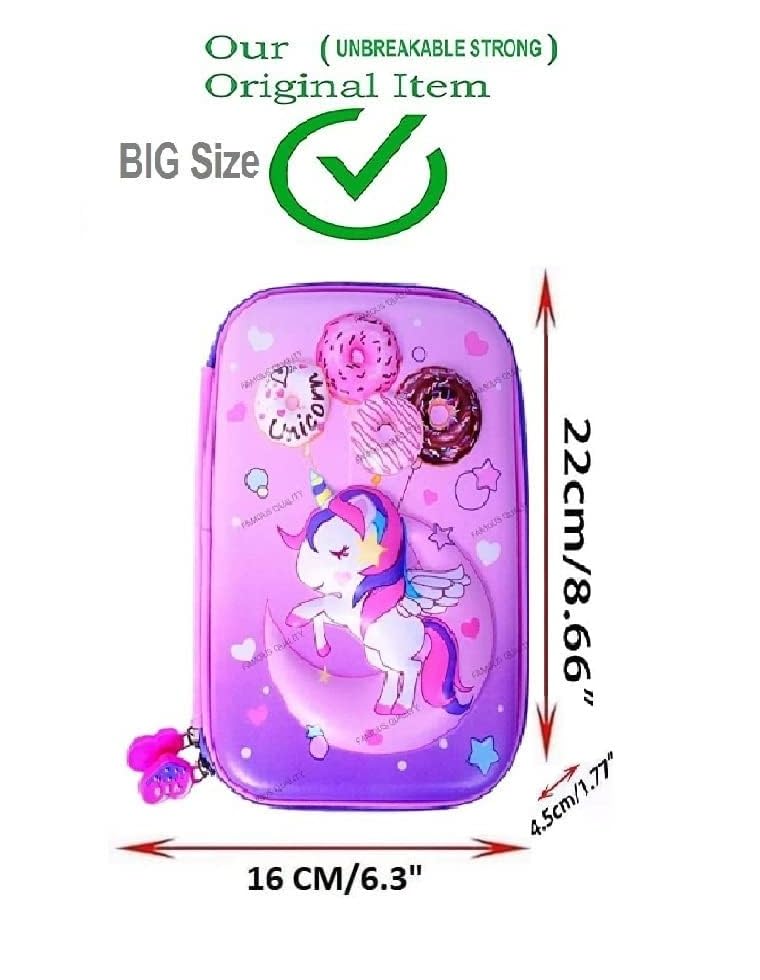 FAMOUS QUALITY® 3D Stylish Designed Print Large Capacity Hardtop EVA Pencil Case - Pink - Image 3