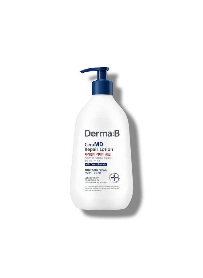 derma b DERMA B CeraMD Repair Lotion, Unscented Ceramide Panthenol Body Moisturizer, Fragrance Free, 13.52 Fl. Oz., 400ml  - Image 1