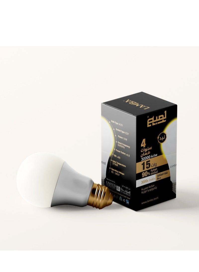 لمبة 15 وات اضاءة ورم A70 15W E27 - Image 4