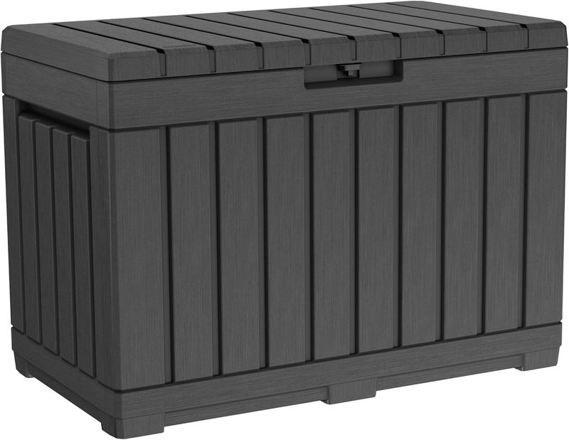 Keter Kentwood 50 Gallon Resin Deck Box-Organization and Storage for Patio Cushions, Throw Pillows and Garden Tools, Graphite - Image 1