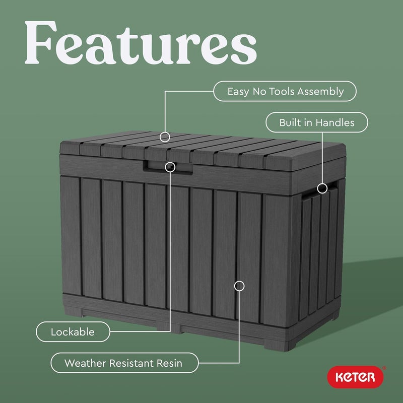 Keter Kentwood 50 Gallon Resin Deck Box-Organization and Storage for Patio Cushions, Throw Pillows and Garden Tools, Graphite - Image 3