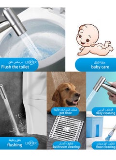LUCKIER LUCKIER Stainless steel portable travel Shattaf portable bidet faucet, boosted water flow Shatafa kit, 3meters hose, 2 types of bases, adapter kit. Suitable for home/hotel/camping/female  - Image 4