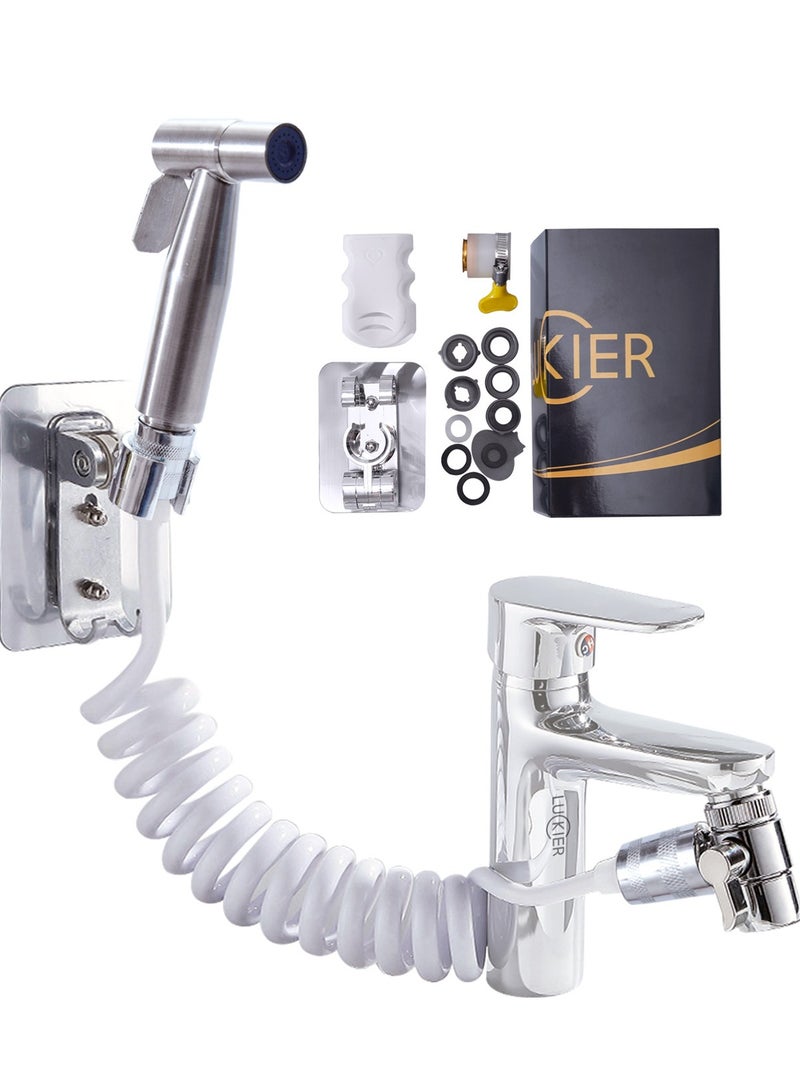 أكثر حظا صنبور شطاف محمول من الفولاذ المقاوم للصدأ من LUCKIER، طقم شطاف لتدفق المياه المعزز، خرطوم 3 أمتار، نوعان من القواعد، طقم محول. - Image 1