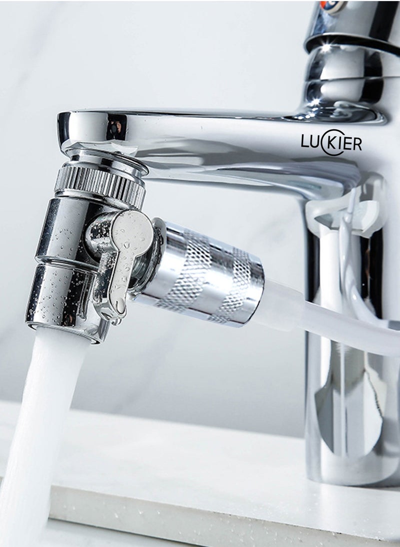 أكثر حظا صنبور شطاف محمول من الفولاذ المقاوم للصدأ من LUCKIER، طقم شطاف لتدفق المياه المعزز، خرطوم 3 أمتار، نوعان من القواعد، طقم محول. - Image 2
