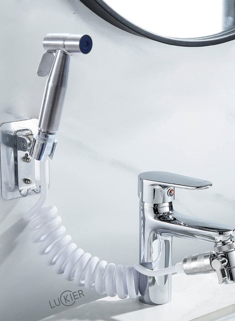 أكثر حظا صنبور شطاف محمول من الفولاذ المقاوم للصدأ من LUCKIER، طقم شطاف لتدفق المياه المعزز، خرطوم 3 أمتار، نوعان من القواعد، طقم محول. - Image 3