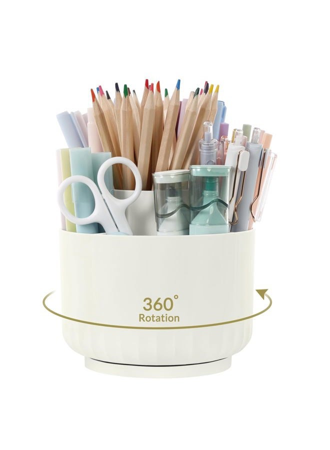 Skydue 360 Degree Rotating Desk Organizer, Dual-Purpose Pencil Pen Holder for Desk, Small Rotating Pencil Cup with 5 Slots, Office Supplies, Desk Decor for Office, School, Home - Image 1